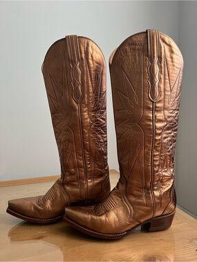 Tecovas Loretta Metallic Copper Brown Western Cowboy Boots size 6.5